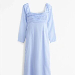 The A&F Emerson Blue Chiffon Long-Sleeve Midi Dress Size M NWT